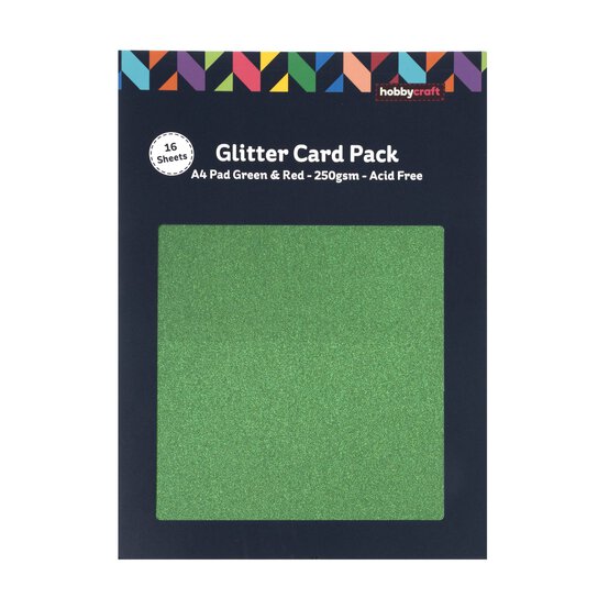 Green and Red Glitter Card A4 16 Pack image number 3