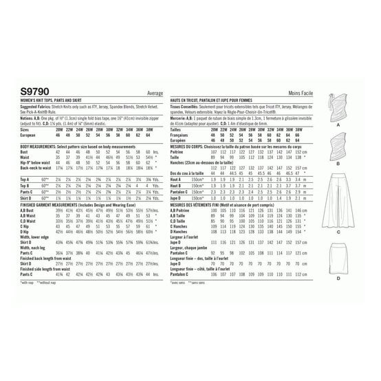 Simplicity Women's Top, Trousers and Skirt  Sewing Pattern S9790 (W3 30W-38W) image number 2