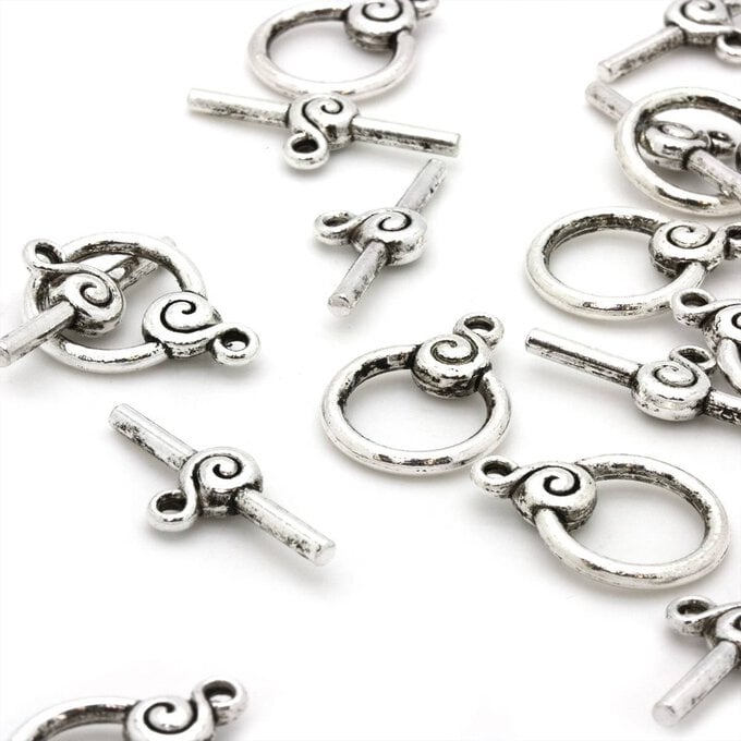 Beads Unlimited Silver Plated Rose Toggle Clasp 15mm 4 Pack image number 1