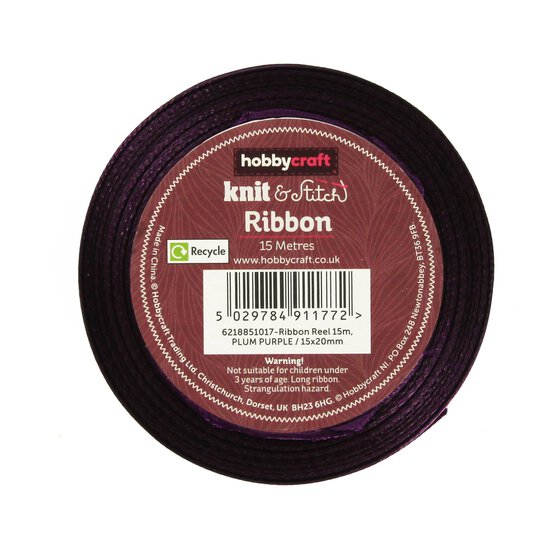 Plum Purple Satin Ribbon 20mm x 15m image number 3