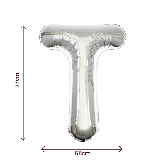 Extra Large Silver Foil Letter T Balloon image number 2