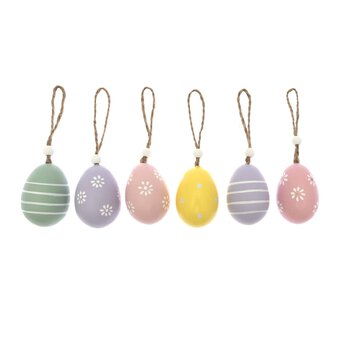 Hanging Wooden Eggs 6 Pack 