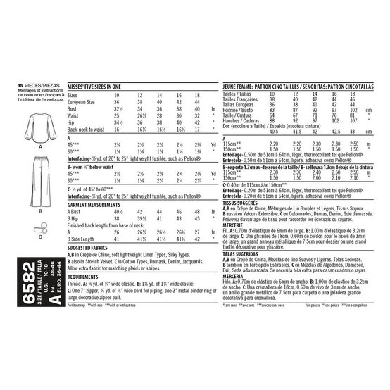 New Look Women's Top and Trousers Sewing Pattern 6582 image number 2