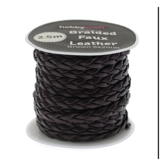 Brown Braided Faux Leather 2.5m