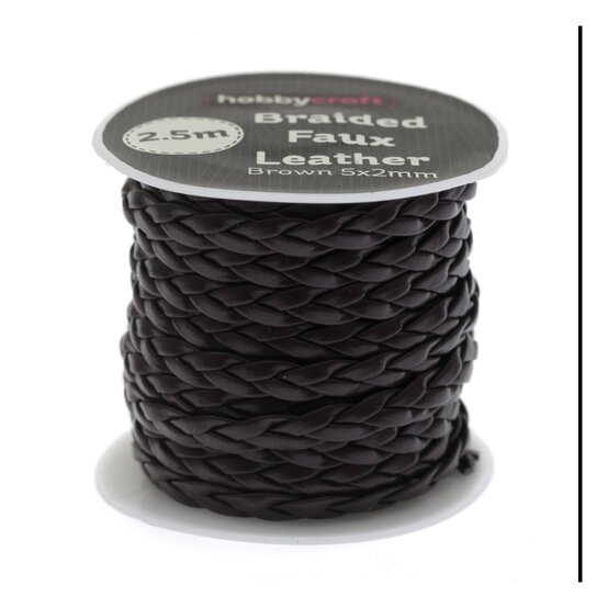 Brown Braided Faux Leather 2.5m image number 1