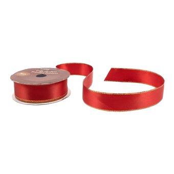 Red and Gold Satin Ribbon 18mm x 3m