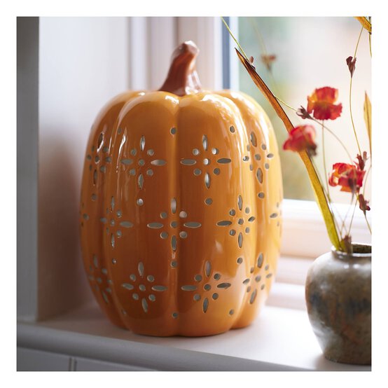 Light-Up Glazed Orange Pumpkin 27cm image number 2