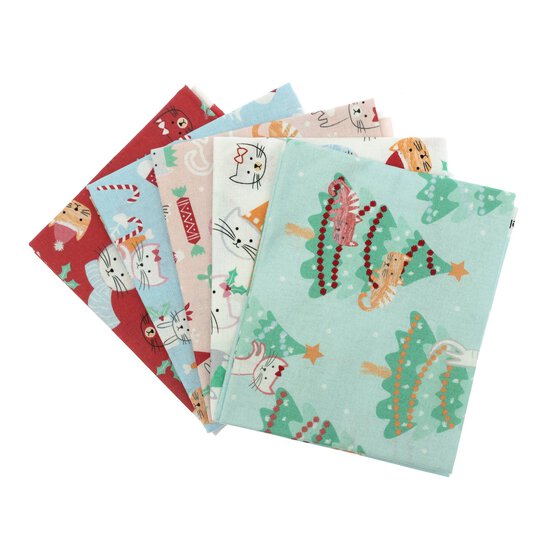 Merry Catmas Fat Quarters 5 Pack image number 1