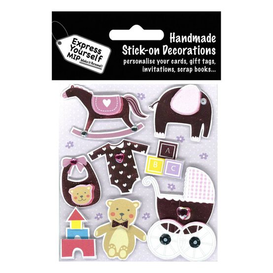 Express Yourself Baby Girl Animal Card Toppers 8 Pieces image number 1
