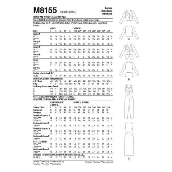 McCall&rsquo;s Brighton Jacket and Vest Sewing Pattern M8154 (8-16) image number 2