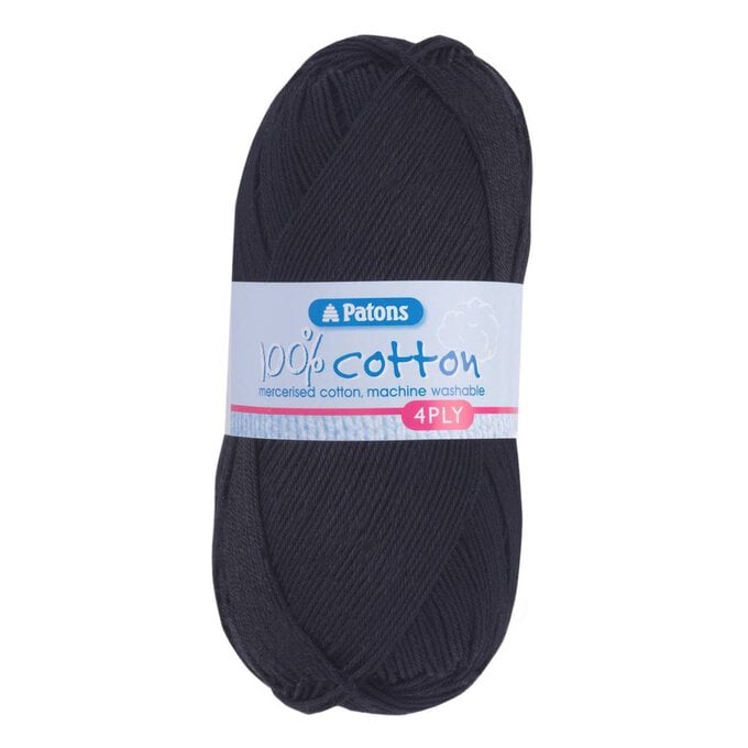 Patons Black 100% Cotton  4 Ply Yarn 100g image number 1