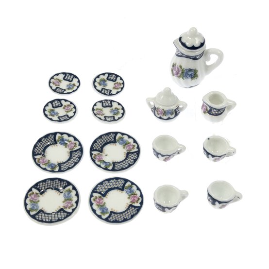 Doll&rsquo;s House Heavy Floral Tea Set  image number 1