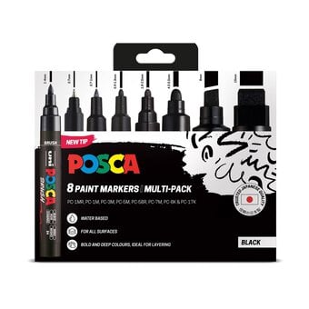 Uni-ball Posca Black Multi-Tip Marker Pens 8 Pack