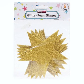 Gold Glitter Foam Stars 6 Pack image number 3