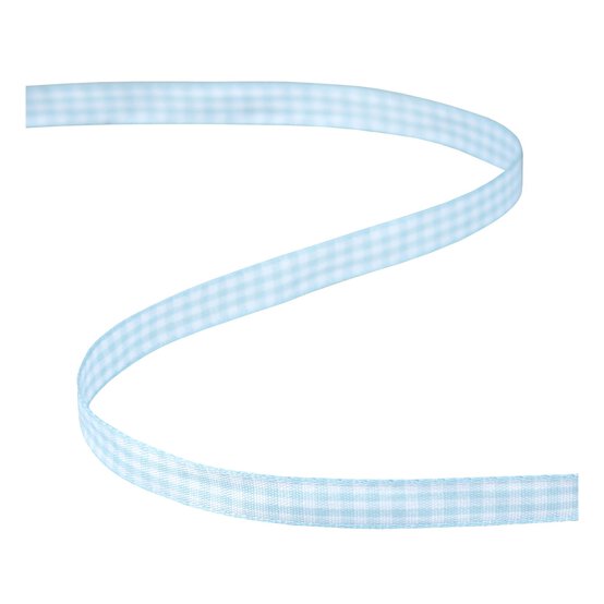 Light Blue Gingham Ribbon 9mm x 5m image number 2