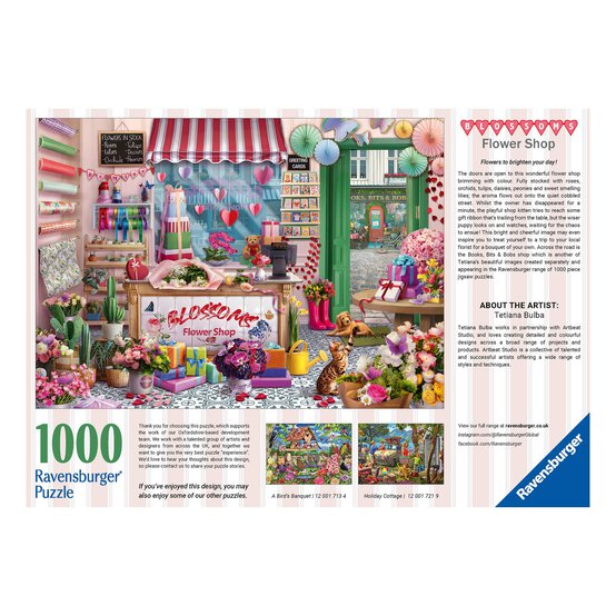 Ravensburger Blossoms Flower Shop Jigsaw Puzzle 1000 Pieces image number 4