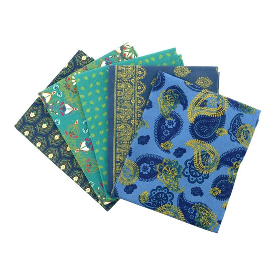 Brocade Paisley Cotton Fat Quarters 5 Pack image number 1