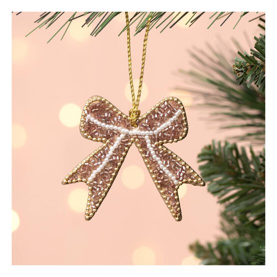 Hanging Beaded Ribbon Decoration 7cm image number 1
