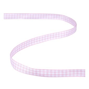 Light Pink Gingham Ribbon 9mm x 5m image number 2