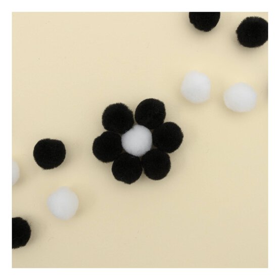 Black and White Pom Poms 2cm 100 Pack image number 2