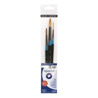 Aquafine Short Handled Watercolour Brushes Set 301 3 Pack