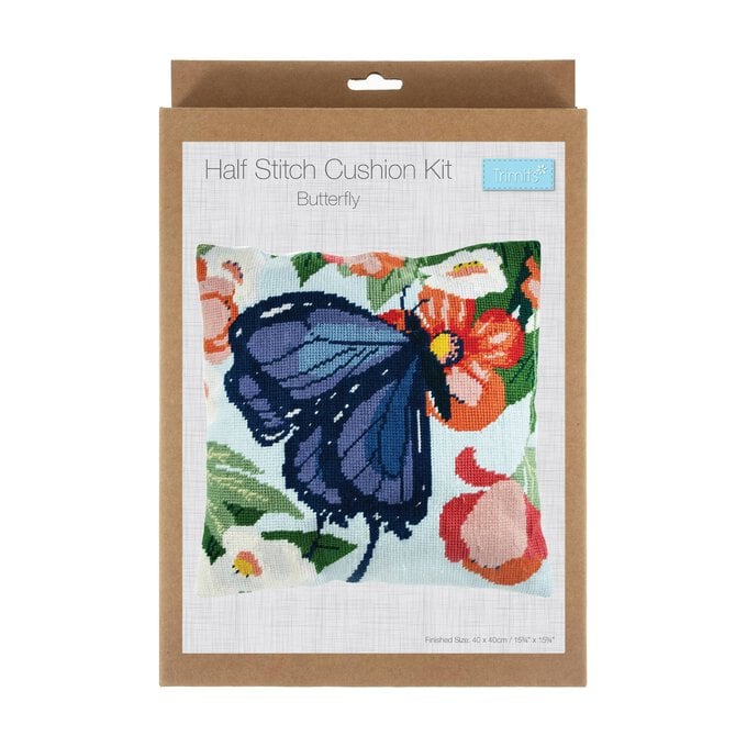 Trimits Butterfly Half Stitch Cushion Kit 40cm x 40cm image number 1