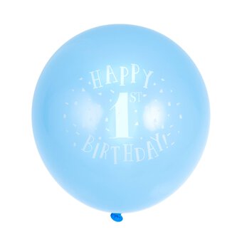 Blue 1st Birthday Latex Balloons 10 Pack image number 3