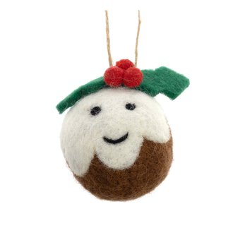 Hanging Felted Christmas Pudding Decoration 6cm 