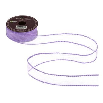 Lilac Wire Edge Organza Ribbon 25mm x 3m