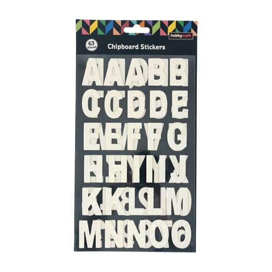 White Foil Chipboard Alphabet Stickers  image number 4