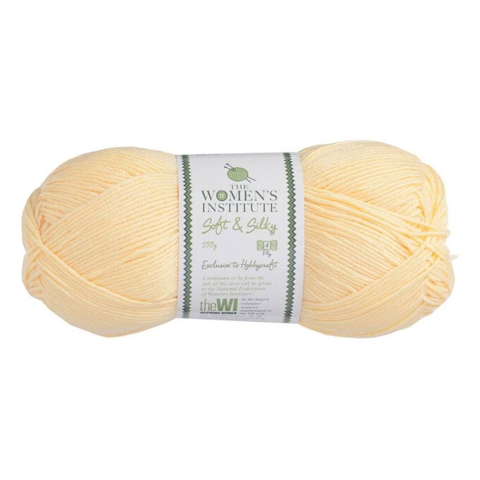 Women's Institute Yellow Soft and Silky 4 Ply Yarn 100g image number 1