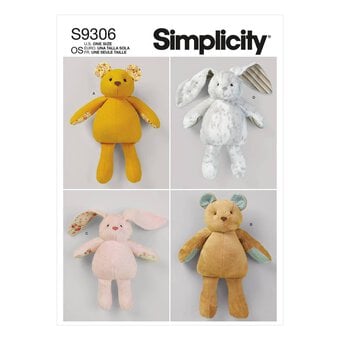 Simplicity Plush Bears and Bunnies Sewing Pattern S9306
