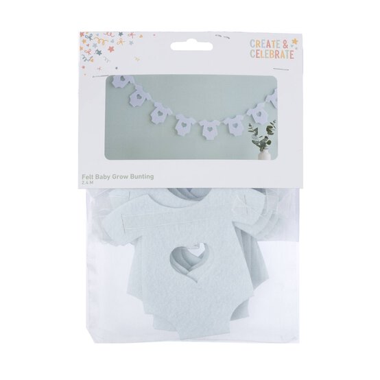 Create & Celebrate White Felt Baby Grow Bunting 2.4m image number 3