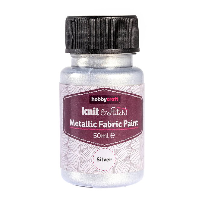 Silver Metallic Fabric Paint 50ml  image number 1