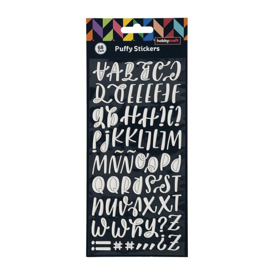 Matt White Puffy Script Alphabet Stickers image number 4