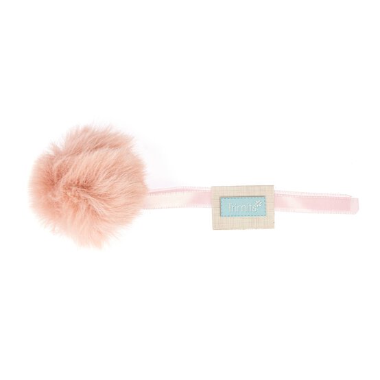 Pale Pink Faux Fur Pom Pom 6cm image number 4