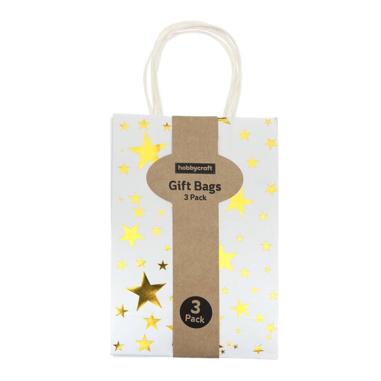 Gold Foil Star Paper Gift Bags 3 Pack  image number 3