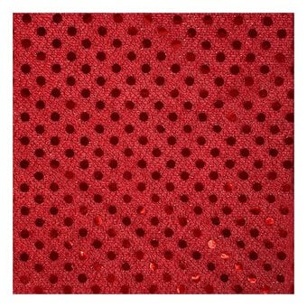 Red Sequin Polyester Jersey Fabric by the Metre