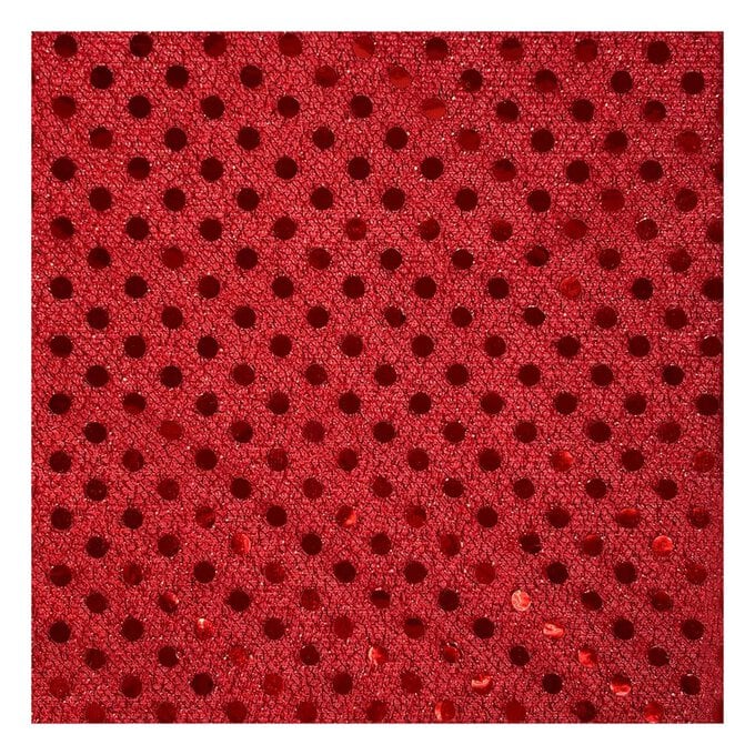 Red Sequin Polyester Jersey Fabric by the Metre image number 1