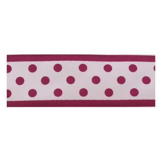 Red Polka Dot Satin Ribbon 25mm x 2.5m