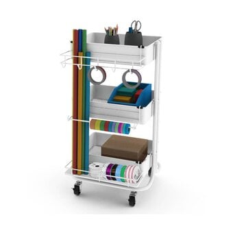 White Storage Trolley and Accessories Bundle image number 2