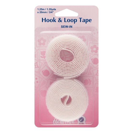 Hemline White Sew In Hook and Loop 20mm x 1.25m