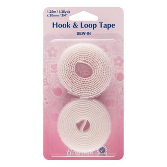 Hemline White Sew In Hook and Loop 20mm x 1.25m
