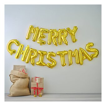 Gold Merry Christmas Balloon Bunting 2m