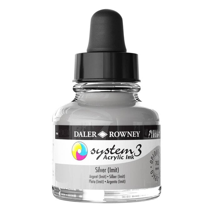 Daler-Rowney System3 Silver Imit Acrylic Ink 29.5ml image number 1