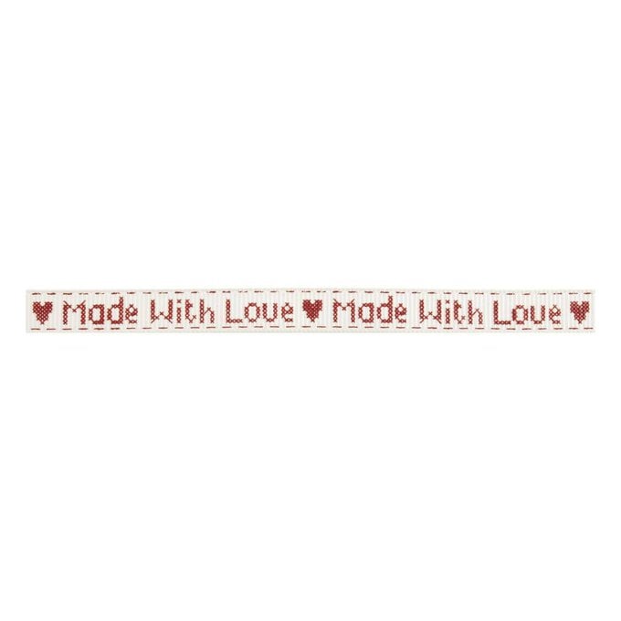 Dark Red With Love Grosgrain Ribbon 10mm x 5m image number 1