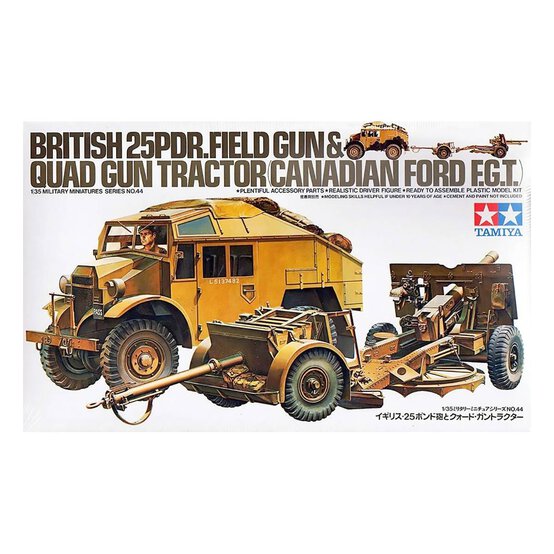 Tamiya British 25PDR Gun and Quad Tractor Model Kit 1:35 image number 1