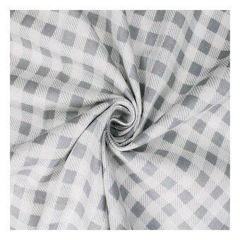 Light Grey Check Winceyette Polycotton Fabric by the Metre