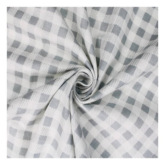 Light Grey Check Winceyette Polycotton Fabric by the Metre image number 1