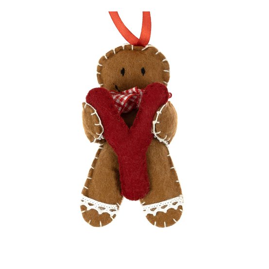 Hanging Gingerbread Felt Letter Y Decoration image number 3